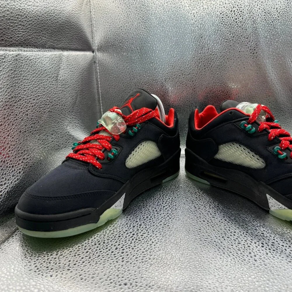 Size 6 Nike‎ Air Jordan 5 Retro Low Mens Black Comfort Sneaker Shoes DM4640-036